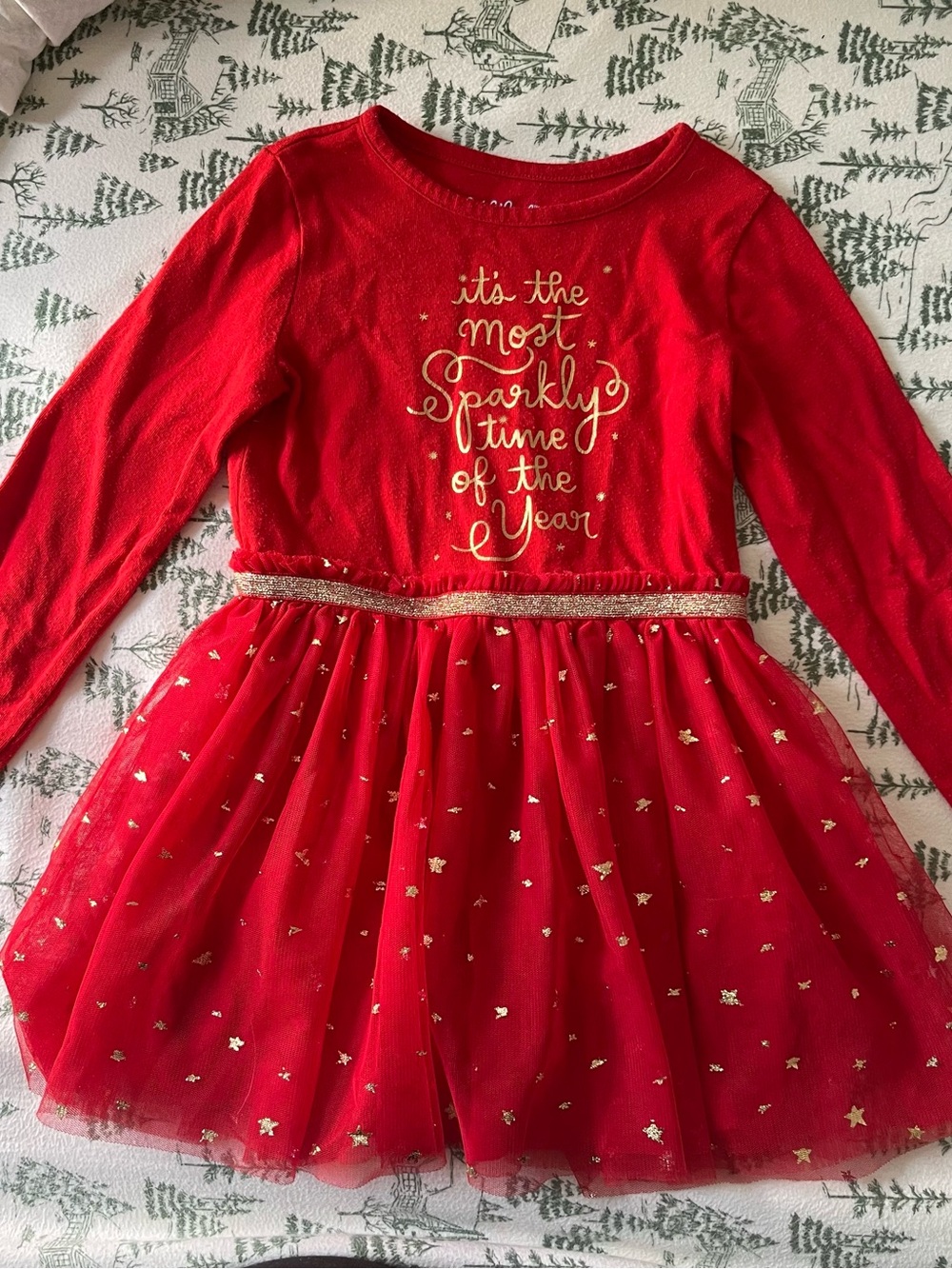 Cat & Jack Sparkly Red Holiday Tulle Dress size 4T